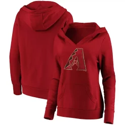 Women's Fanatics Branded Red Arizona Diamondbacks Core Team Crossover V-Neck Pullover Hoodie
