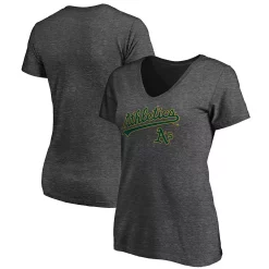 Women's Fanatics Branded Heathered Charcoal Oakland Athletics Team Logo Lockup V-Neck T-Shirt 6 Women's Fanatics Branded Heathered Charcoal Oakland Athletics Team Logo Lockup V-Neck T-Shirt -Fanatics Clothing Shop 5101251 ALT
