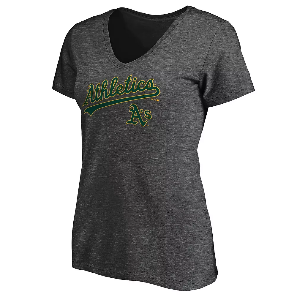 Women's Fanatics Branded Heathered Charcoal Oakland Athletics Team Logo Lockup V-Neck T-Shirt 5 Women's Fanatics Branded Heathered Charcoal Oakland Athletics Team Logo Lockup V-Neck T-Shirt - Image 3