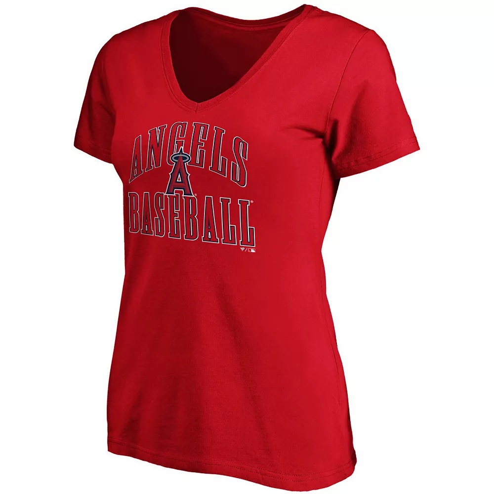 Women's Fanatics Branded Red Los Angeles Angels Victory Script V-Neck T-Shirt 5 Women's Fanatics Branded Red Los Angeles Angels Victory Script V-Neck T-Shirt - Image 3