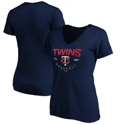 Women's Fanatics Branded Navy Minnesota Twins Live For It V-Neck T-Shirt