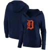 Women's Fanatics Branded Navy Detroit Tigers Official Logo Crossover V-Neck Pullover Hoodie -Fanatics Clothing Shop 5112754