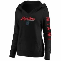 Women's Fanatics Branded Black Miami Marlins Core High Class Crossover Pullover Hoodie -Fanatics Clothing Shop 5112966 ALT2