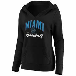 Women's Fanatics Branded Black Miami Marlins Victory Script Crossover Neck Pullover Hoodie -Fanatics Clothing Shop 5113059 ALT2