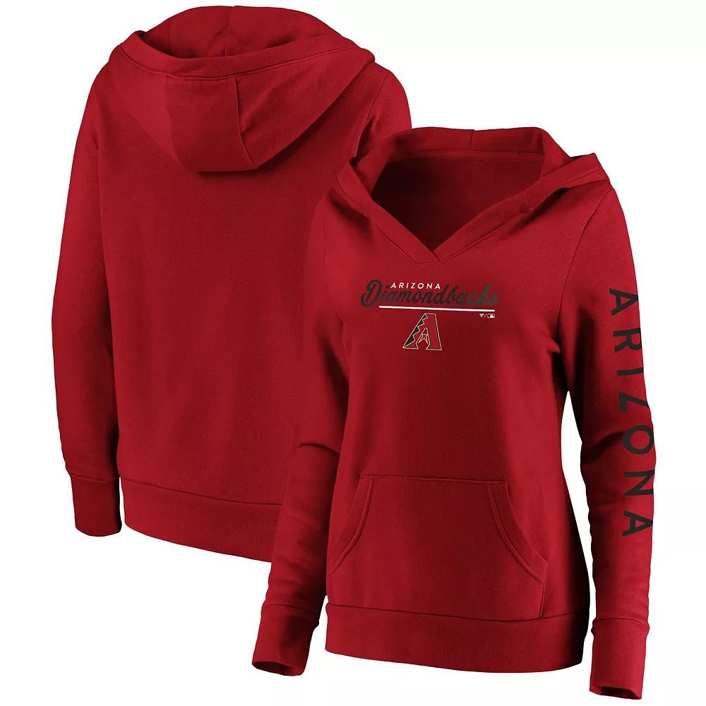 Women's Fanatics Branded Red Arizona Diamondbacks Core High Class Crossover Pullover Hoodie 4 Women's Fanatics Branded Red Arizona Diamondbacks Core High Class Crossover Pullover Hoodie - Image 2