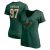 Women's Fanatics Branded Kirill Kaprizov Green Minnesota Wild Authentic Stack Name & Number V-Neck T-Shirt -Fanatics Clothing Shop 5113440