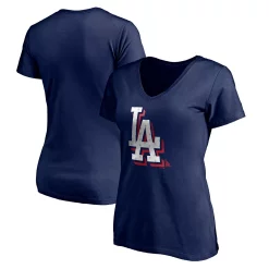 Women's Fanatics Branded Navy Los Angeles Dodgers Red White & Team V-Neck T-Shirt