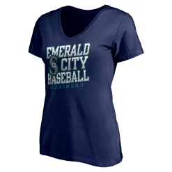 Women's Fanatics Branded Navy Seattle Mariners Hometown V-Neck T-Shirt -Fanatics Clothing Shop 5219295 ALT2