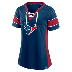 Women's Fanatics Branded Navy/Red Houston Texans Team Draft Me Lace-Up Raglan T-Shirt -Fanatics Clothing Shop 5219296 ALT2
