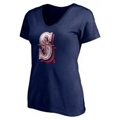 Women's Fanatics Branded Navy Seattle Mariners Red White & Team V-Neck T-Shirt -Fanatics Clothing Shop 5219389 ALT2