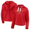 Women's Fanatics Branded Heathered Red Tampa Bay Buccaneers Sport Resort Vintage Arc Cropped Raw Edge Pullover Hoodie -Fanatics Clothing Shop 5248795