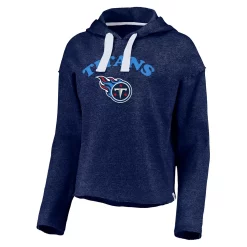 Women's Fanatics Branded Heathered Navy Tennessee Titans Historic Logo Sport Resort Vintage Arc Cropped Raw Edge Pullover Hoodie -Fanatics Clothing Shop 5248810 ALT2
