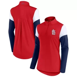 Women's Fanatics Branded Red/Navy St. Louis Cardinals Authentic Fleece Quarter-Zip Jacket