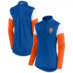 Women's Fanatics Branded Royal/Orange New York Mets Authentic Fleece Quarter-Zip Jacket