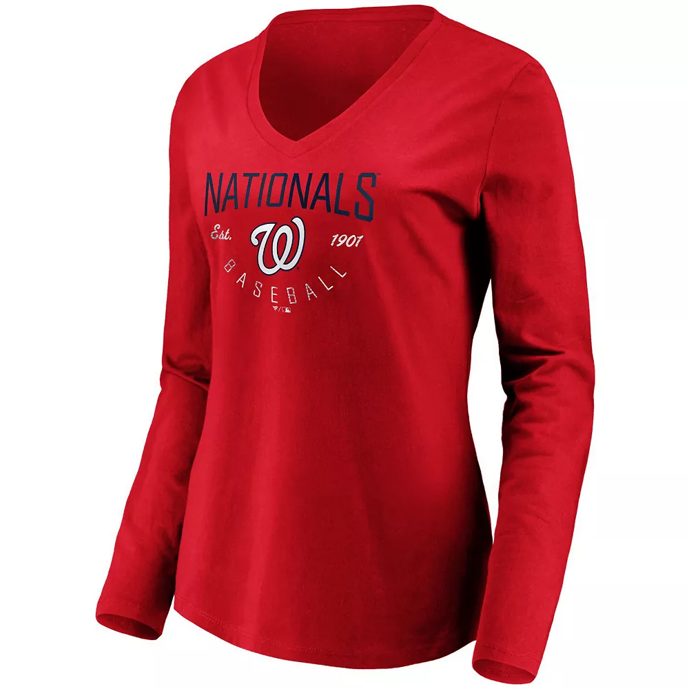 Women's Fanatics Branded Red Washington Nationals Core Live For It V-Neck Long Sleeve T-Shirt 5 Women's Fanatics Branded Red Washington Nationals Core Live For It V-Neck Long Sleeve T-Shirt - Image 3