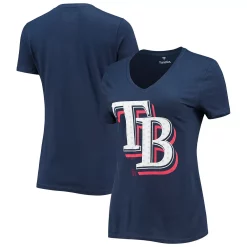 Women's Fanatics Branded Navy Tampa Bay Rays Red White & Team V-Neck T-Shirt