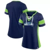 Women's Fanatics Branded College Navy/Neon Green Seattle Seahawks Team Draft Me Lace-Up Raglan T-Shirt -Fanatics Clothing Shop 5250610