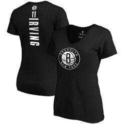 Women's Fanatics Branded Kyrie Irving Black Brooklyn Nets Playmaker Logo Name & Number V-Neck T-Shirt