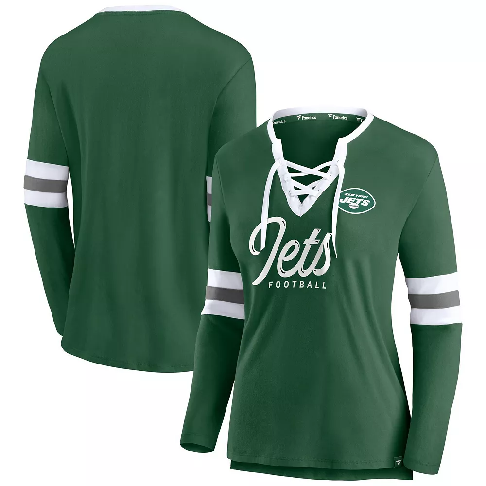 Women's Fanatics Branded Green New York Jets Block Party Team Script Lace-Up Long Sleeve T-Shirt 4 Women's Fanatics Branded Green New York Jets Block Party Team Script Lace-Up Long Sleeve T-Shirt - Image 2
