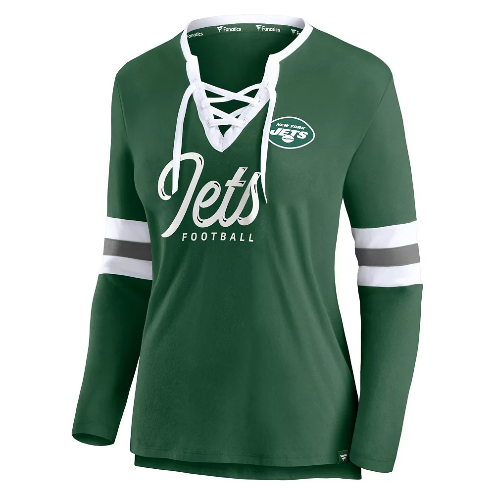 Women's Fanatics Branded Green New York Jets Block Party Team Script Lace-Up Long Sleeve T-Shirt 5 Women's Fanatics Branded Green New York Jets Block Party Team Script Lace-Up Long Sleeve T-Shirt - Image 3