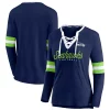 Women's Fanatics Branded College Navy Seattle Seahawks Block Party Team Script Lace-Up Long Sleeve T-Shirt -Fanatics Clothing Shop 5251202