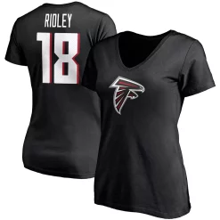 Women's Fanatics Branded Calvin Ridley Black Atlanta Falcons Player Icon Name & Number V-Neck T-Shirt