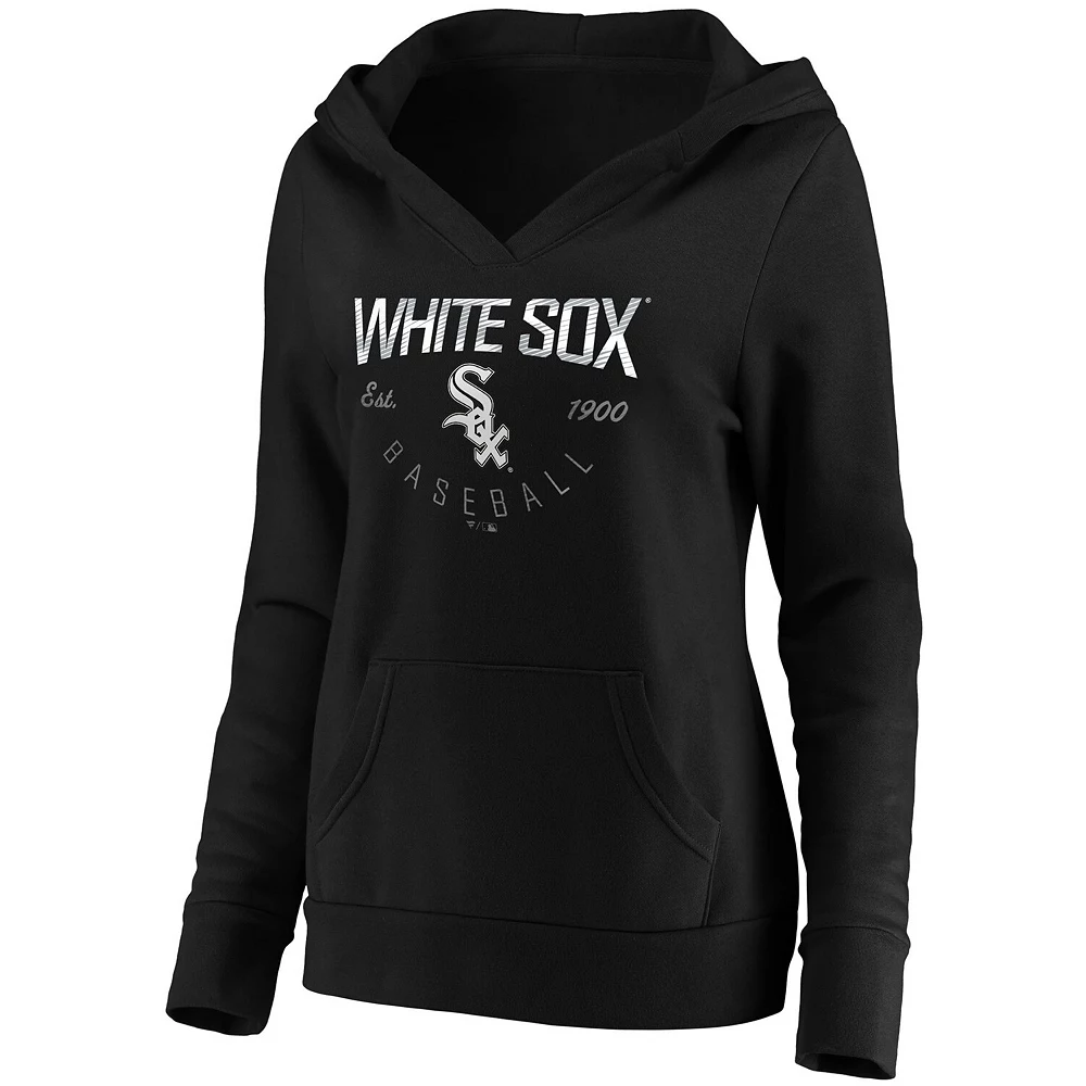 Women's Fanatics Branded Black Chicago White Sox Core Live For It V-Neck Pullover Hoodie 5 Women's Fanatics Branded Black Chicago White Sox Core Live For It V-Neck Pullover Hoodie - Image 3