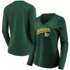 Women's Fanatics Branded Green Oakland Athletics Core Team Lockup Long Sleeve V-Neck T-Shirt -Fanatics Clothing Shop 5251418