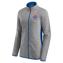 Women's Fanatics Branded Heathered Charcoal Chicago Cubs Primary Logo Fleece Full-Zip Jacket -Fanatics Clothing Shop 5251539 ALT2