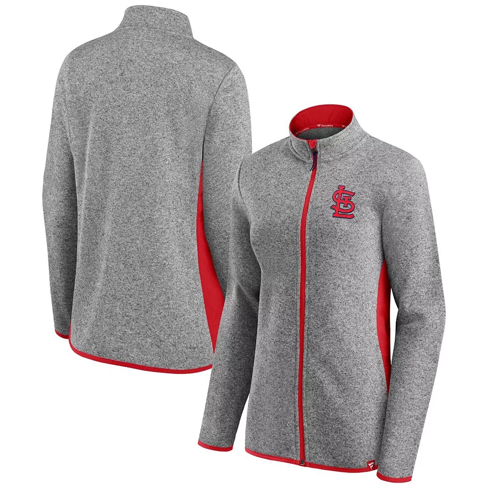 Women's Fanatics Branded Heathered Charcoal St. Louis Cardinals Primary Logo Fleece Full-Zip Jacket 3 Women's Fanatics Branded Heathered Charcoal St. Louis Cardinals Primary Logo Fleece Full-Zip Jacket