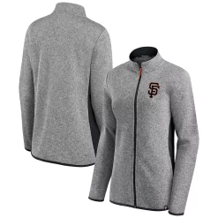 Women's Fanatics Branded Heathered Charcoal San Francisco Giants Primary Logo Fleece Full-Zip Jacket