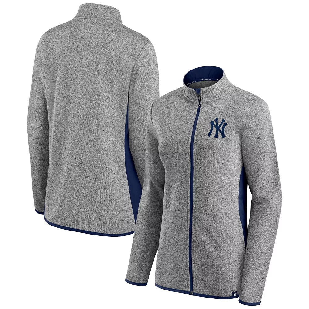 Women's Fanatics Branded Heathered Charcoal New York Yankees Primary Logo Fleece Full-Zip Jacket 4 Women's Fanatics Branded Heathered Charcoal New York Yankees Primary Logo Fleece Full-Zip Jacket - Image 2