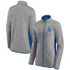 Women's Fanatics Branded Heathered Charcoal Los Angeles Dodgers Primary Logo Fleece Full-Zip Jacket -Fanatics Clothing Shop 5251596