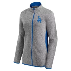 Women's Fanatics Branded Heathered Charcoal Los Angeles Dodgers Primary Logo Fleece Full-Zip Jacket -Fanatics Clothing Shop 5251596 ALT2