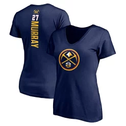 Women's Fanatics Branded Jamal Murray Navy Denver Nuggets Playmaker Logo Name & Number V-Neck T-Shirt