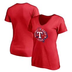 Women's Fanatics Branded Red Texas Rangers Hometown V-Neck T-Shirt