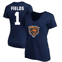Women's Fanatics Branded Justin Fields Navy Chicago Bears Plus Size Player Name & Number V-Neck T-Shirt -Fanatics Clothing Shop 5365056 ALT