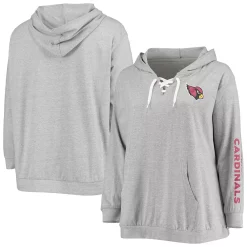 Women's Fanatics Branded Heathered Gray Arizona Cardinals Plus Size Lace-Up Pullover Hoodie -Fanatics Clothing Shop 5365723 ALT