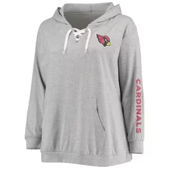 Women's Fanatics Branded Heathered Gray Arizona Cardinals Plus Size Lace-Up Pullover Hoodie -Fanatics Clothing Shop 5365723 ALT2