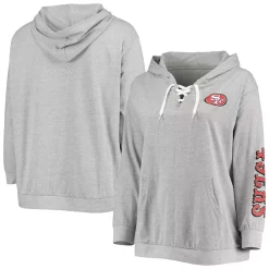 Women's Fanatics Branded Heathered Gray San Francisco 49ers Plus Size Lace-Up Pullover Hoodie 6 Women's Fanatics Branded Heathered Gray San Francisco 49ers Plus Size Lace-Up Pullover Hoodie -Fanatics Clothing Shop 5365948 ALT