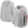 Women's Fanatics Branded Heathered Gray Tampa Bay Buccaneers Plus Size Lace-Up Pullover Hoodie -Fanatics Clothing Shop 5366071