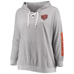 Women's Fanatics Branded Heathered Gray Chicago Bears Plus Size Lace-Up Pullover Hoodie -Fanatics Clothing Shop 5366086 ALT2