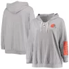 Women's Fanatics Branded Heathered Gray Cleveland Browns Plus Size Lace-Up Pullover Hoodie -Fanatics Clothing Shop 5366164