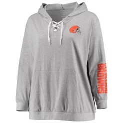 Women's Fanatics Branded Heathered Gray Cleveland Browns Plus Size Lace-Up Pullover Hoodie -Fanatics Clothing Shop 5366164 ALT2