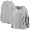 Women's Fanatics Branded Heathered Gray New York Jets Plus Size Lace-Up Pullover Hoodie 1 Women's Fanatics Branded Heathered Gray New York Jets Plus Size Lace-Up Pullover Hoodie -Fanatics Clothing Shop 5366194