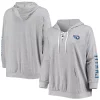 Women's Fanatics Branded Heathered Gray Tennessee Titans Plus Size Lace-Up Pullover Hoodie 1 Women's Fanatics Branded Heathered Gray Tennessee Titans Plus Size Lace-Up Pullover Hoodie -Fanatics Clothing Shop 5366281