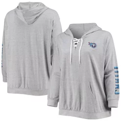 Women's Fanatics Branded Heathered Gray Tennessee Titans Plus Size Lace-Up Pullover Hoodie