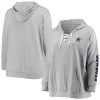 Women's Fanatics Branded Heathered Gray Dallas Cowboys Plus Size Lace-Up Pullover Hoodie -Fanatics Clothing Shop 5367163