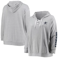 Women's Fanatics Branded Heathered Gray Dallas Cowboys Plus Size Lace-Up Pullover Hoodie 6 Women's Fanatics Branded Heathered Gray Dallas Cowboys Plus Size Lace-Up Pullover Hoodie -Fanatics Clothing Shop 5367163 ALT