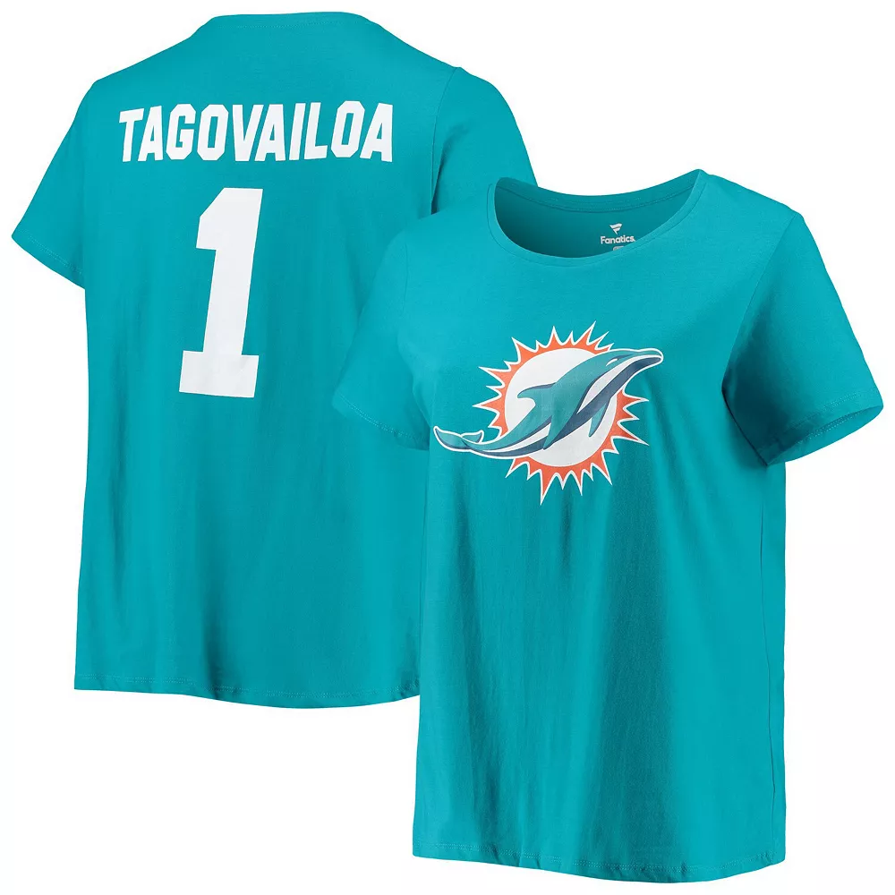 Women's Fanatics Branded Tua Tagovailoa Aqua Miami Dolphins Plus Size Name & Number T-Shirt 4 Women's Fanatics Branded Tua Tagovailoa Aqua Miami Dolphins Plus Size Name & Number T-Shirt - Image 2